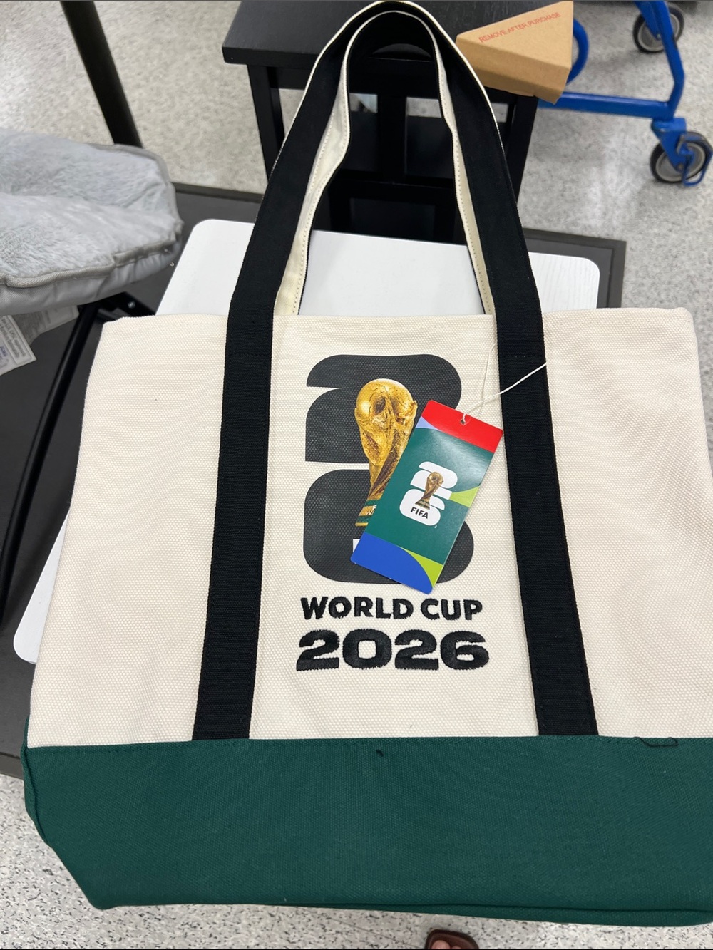 World Cup 2026 Canvas Tote Bag - Cream & Green